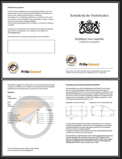 Certificaat Folie Garant